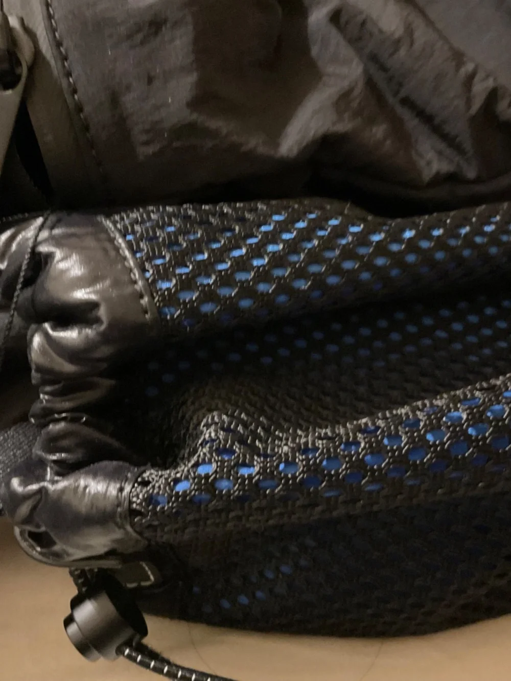 Bottega Veneta Intrecciato Nylon and leather backpack black and blue